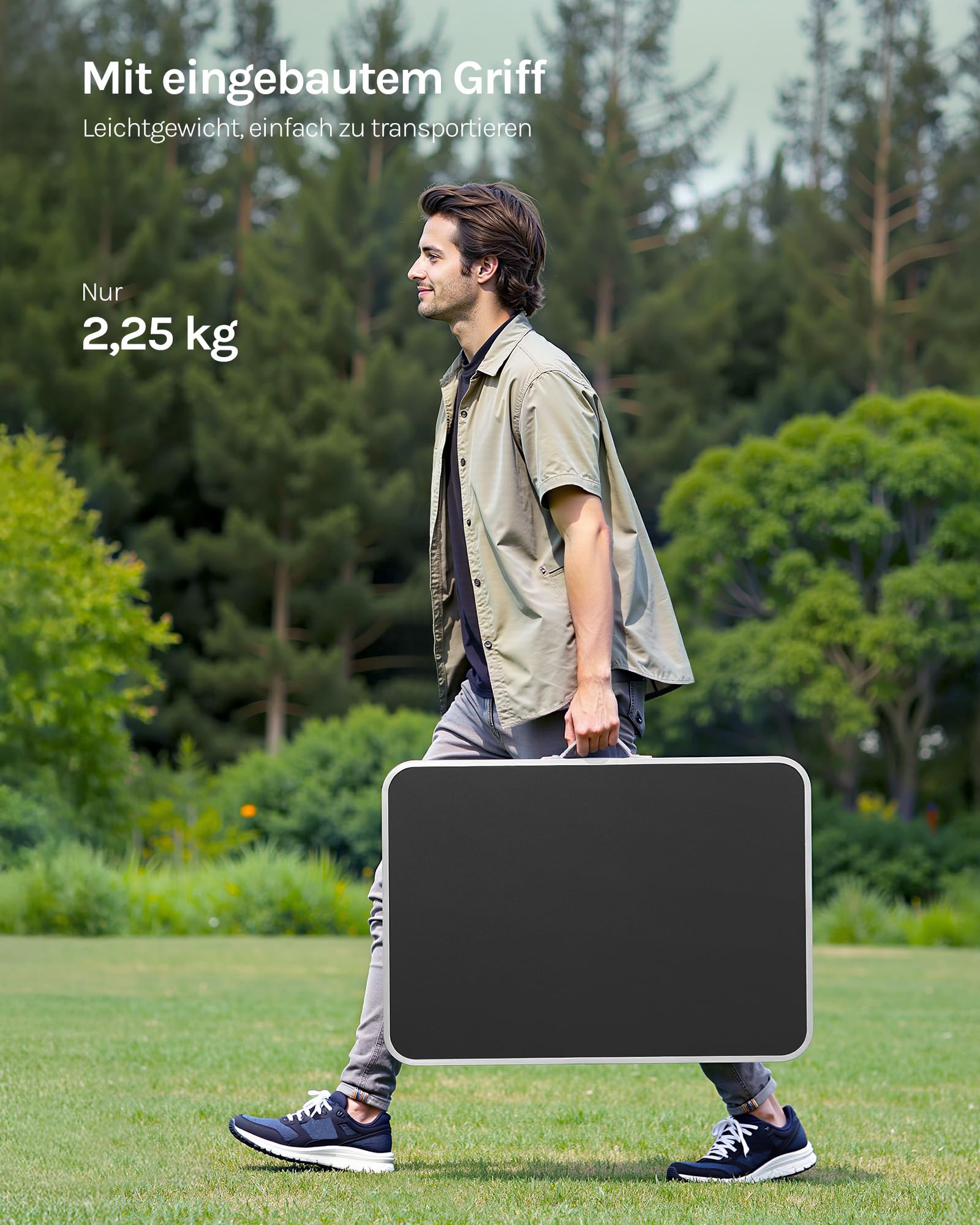 WOLTU Klapptisch Campingtisch mit Aluminiumrahmen Griff, Gartentisch aus MDF, Reisetisch klappbar, für Picknick Strand im Freien, 70 x 60 x 50 cm (B x H x T), Schwarz