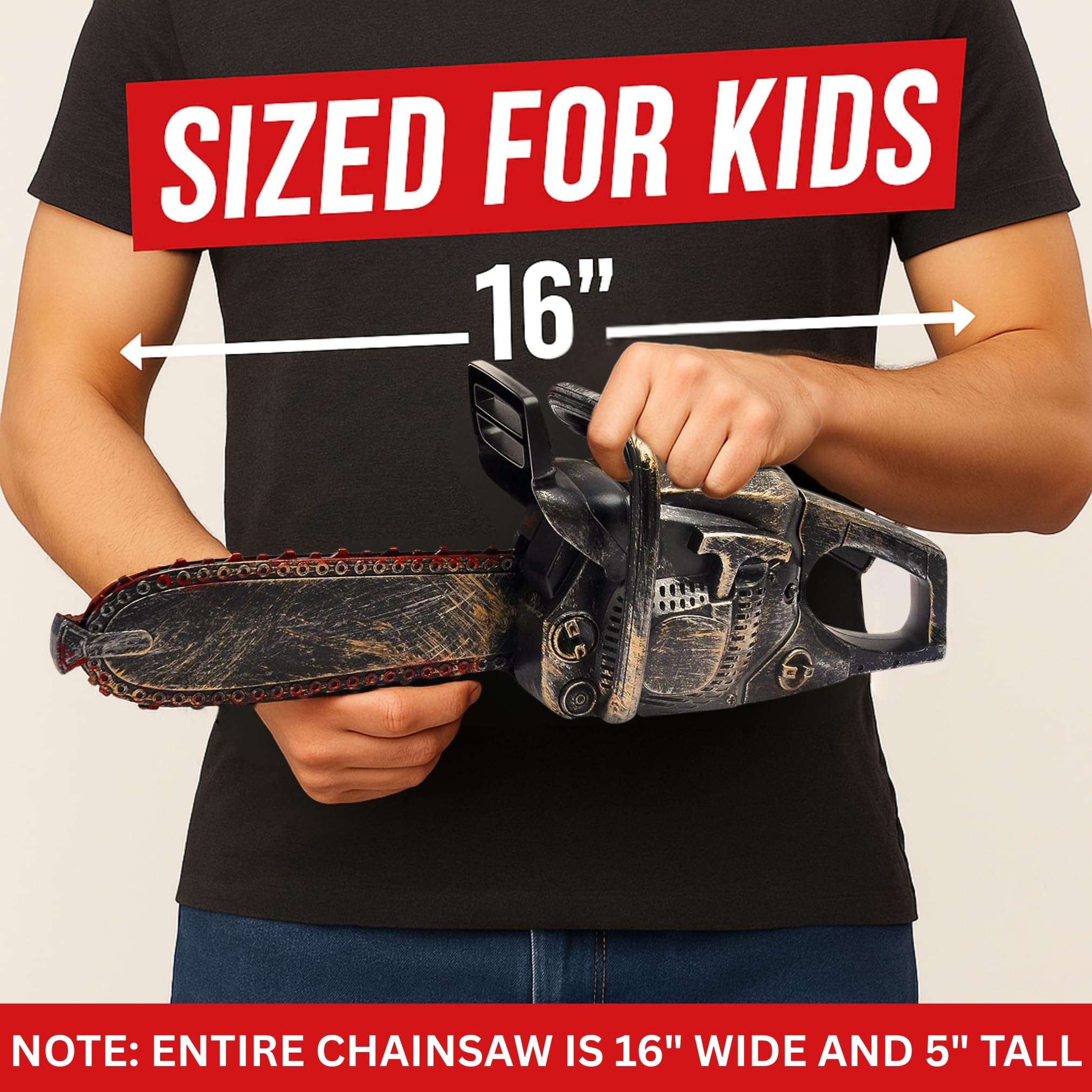 16" Bloody Rusty Electric Chainsaw - Battery Operated Chainsaw Massacre Role Play Accessory with Motion & Sound Effects for Halloween Cosplay Prop, Decorations