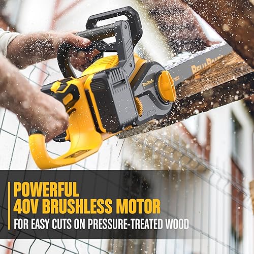 Miniatura 4 de ReliaRoads Motosierra sin escobillas de 16 pulgadas, 40 V (2 x 20 V máximo) inalámbrica con batería DeWALT compatible con batería DeWALT (batería no