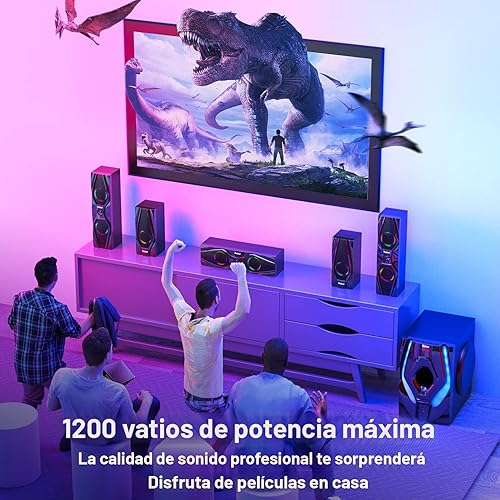 Miniatura 3 de Bobtot Sistemas de cine en casa Altavoces de sonido envolvente – 1200 vatios subwoofer de 10 pulgadas 5.1/2.1 canal de audio estéreo con entrada