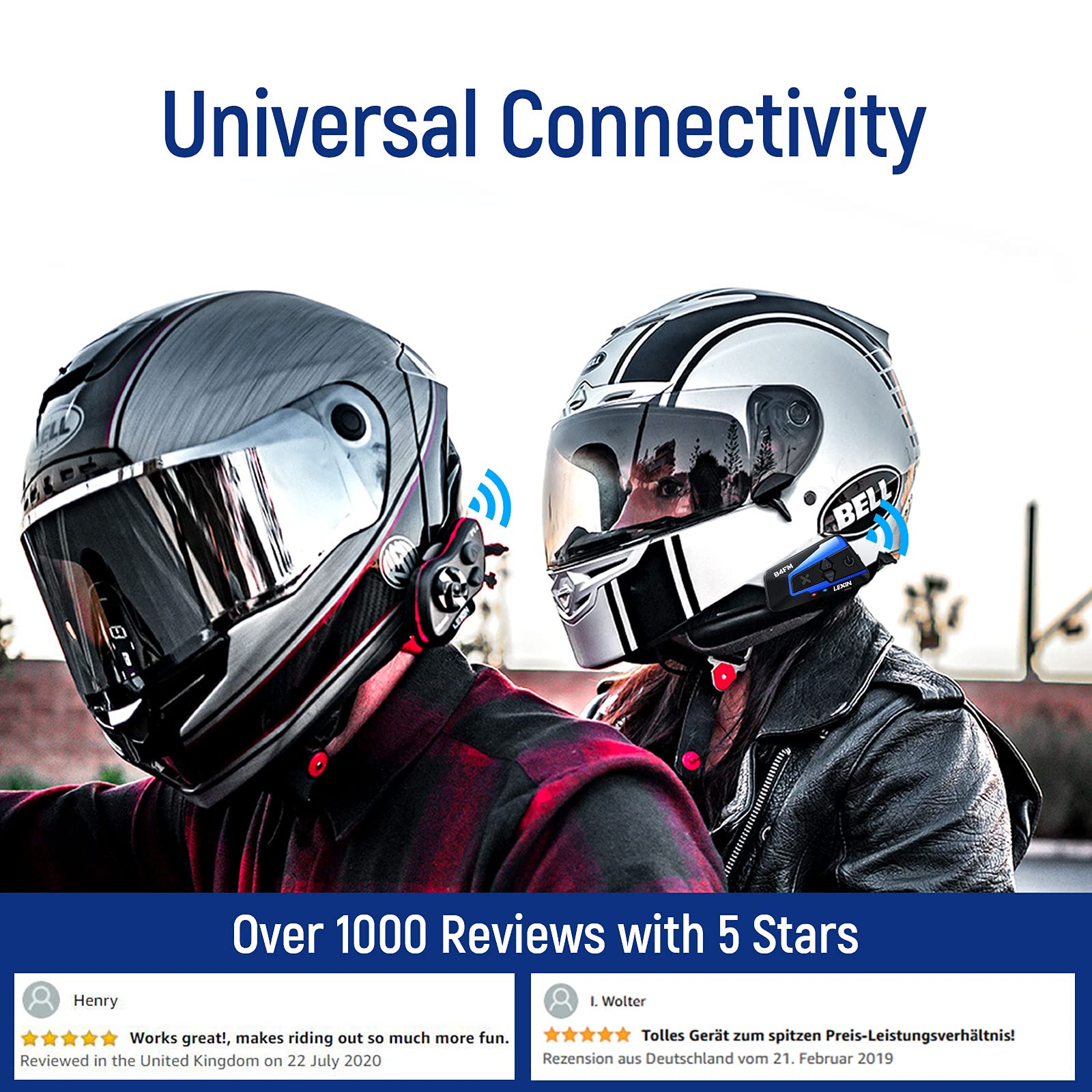 LEXIN 2pcs B4FM Motorbike With FM Radio, Helmet Bluetooth