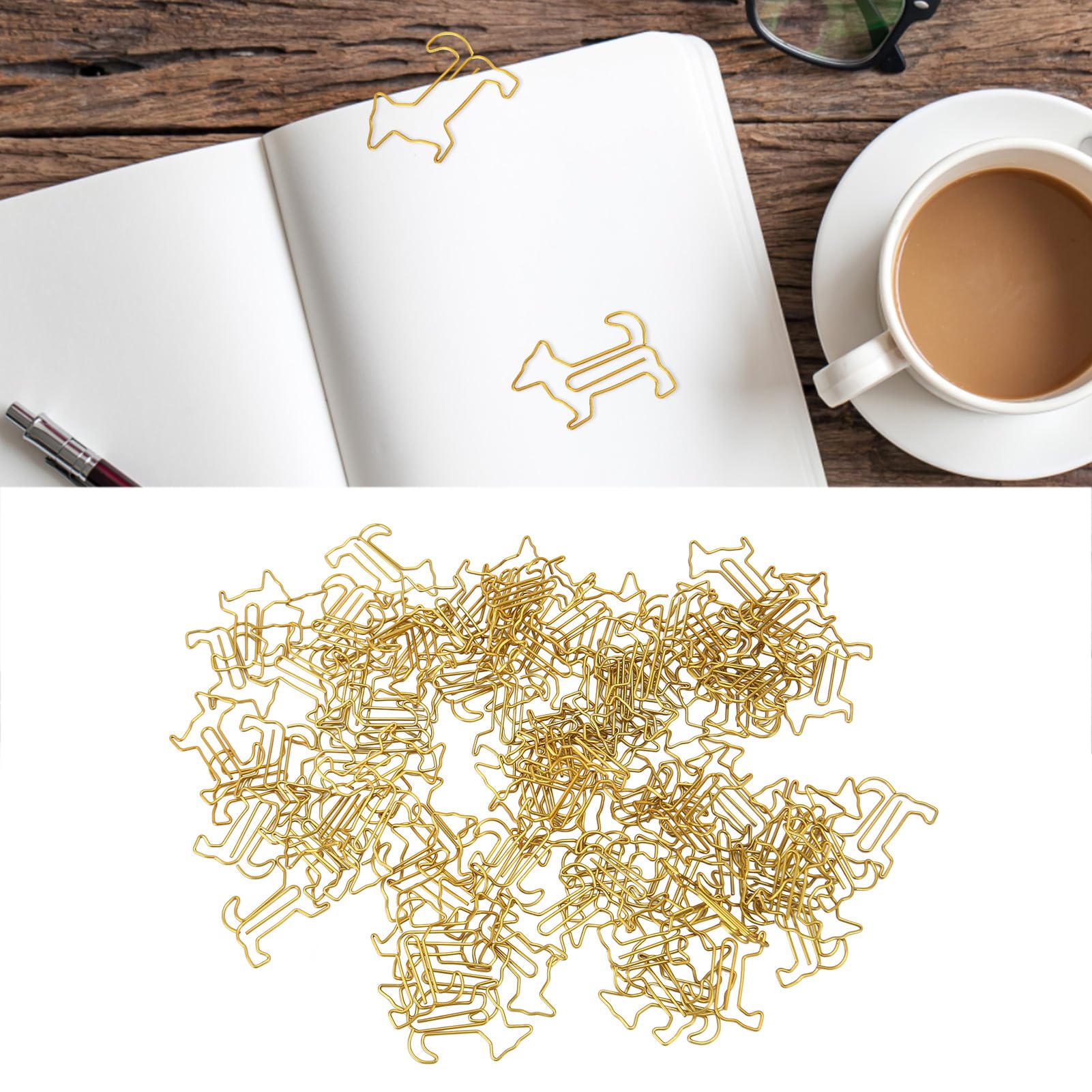 Metalen Goud Paperclips, 100 Stuks Vormen Paperclips Schattig Uiterlijk Metalen Goud Paperclips, 100 Stuks Vormen Paperclips Schattig Uiterlijk