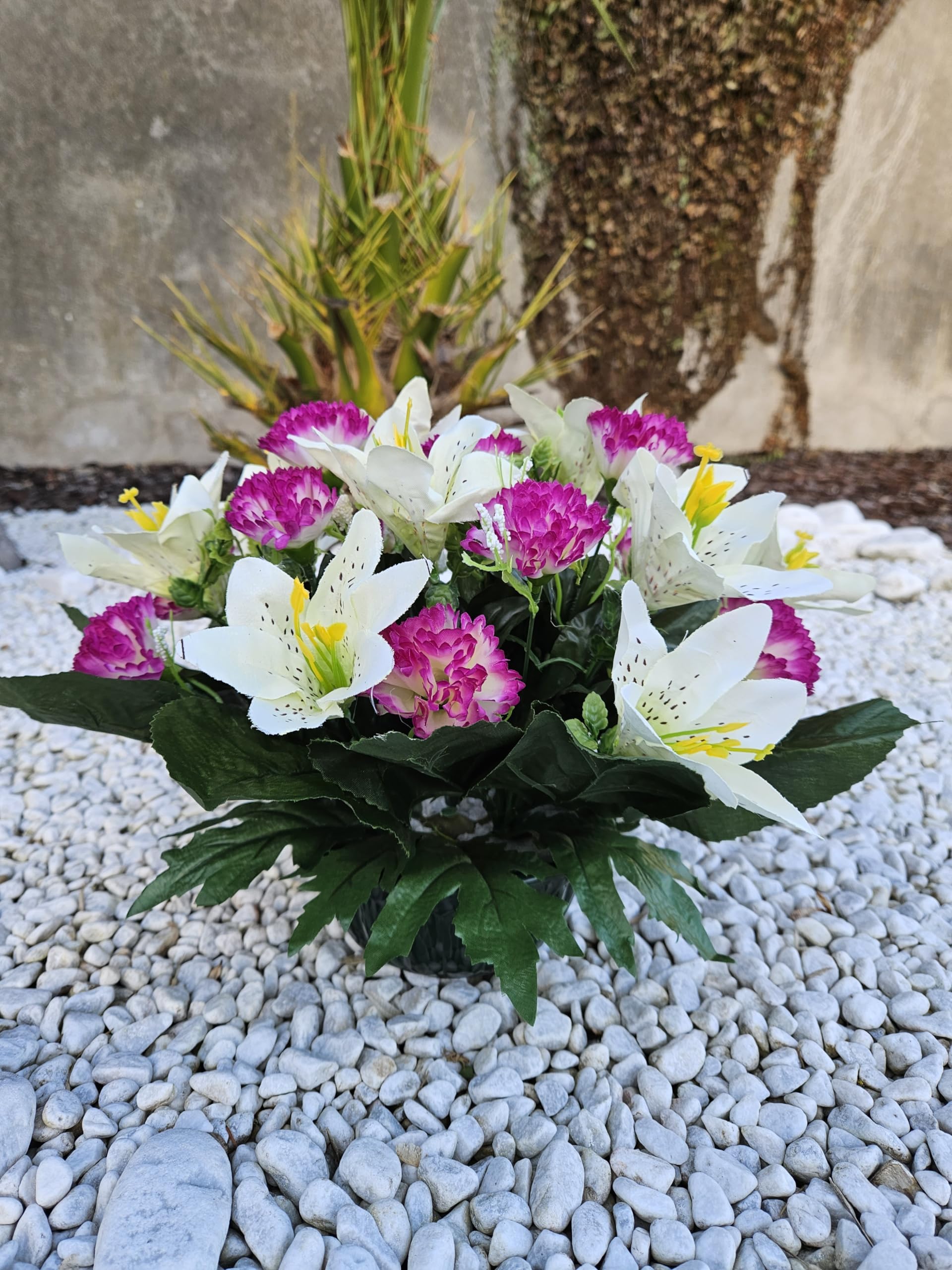 Roselynexpress Composition De Fleurs Artificielles En Cône Lesté Ciment