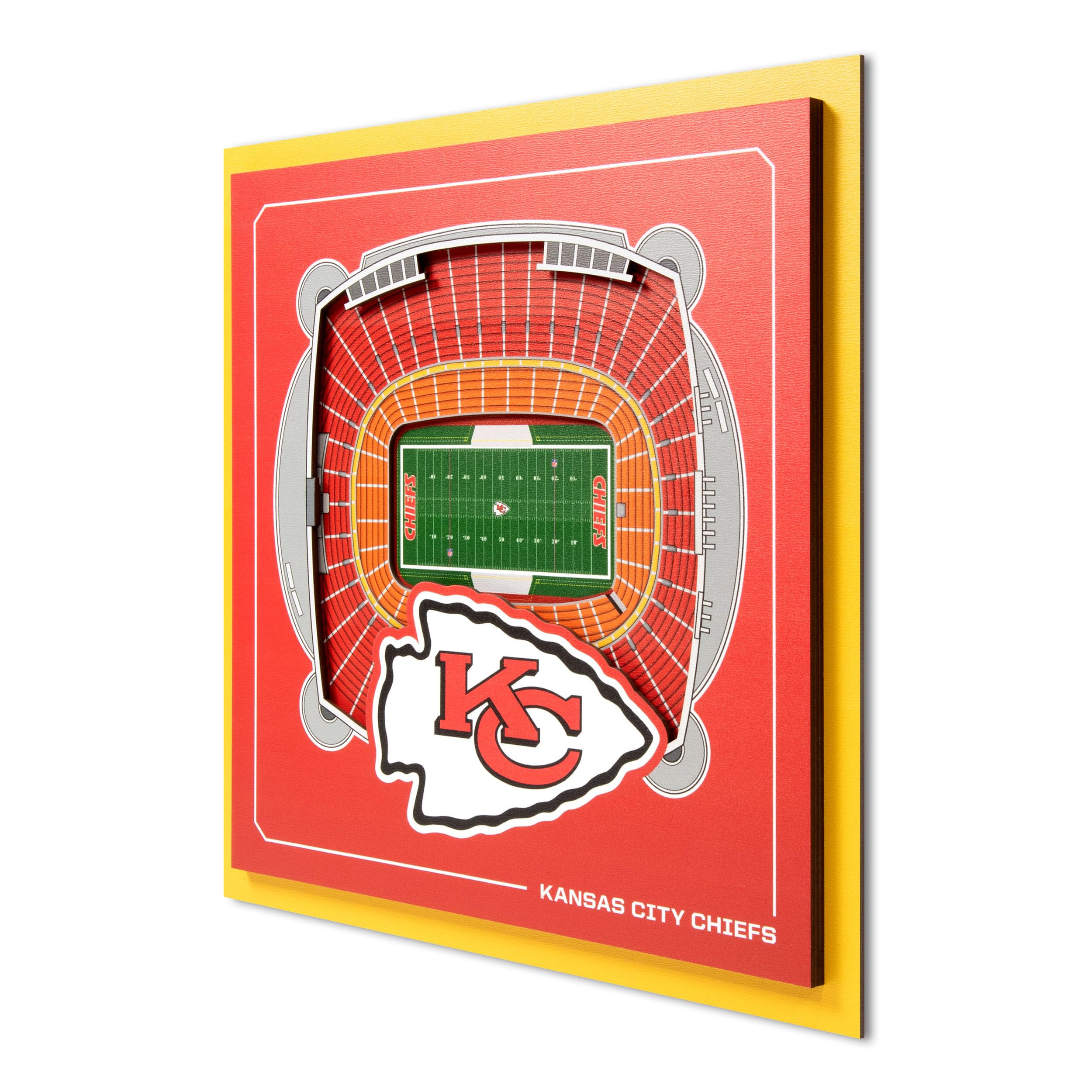 YouTheFan Officially-licensed NFL Kansas City Chiefs Stadium Series 3D Wall Art - multi-layer team stadium replica, detailed sports fan gift, indoor decor