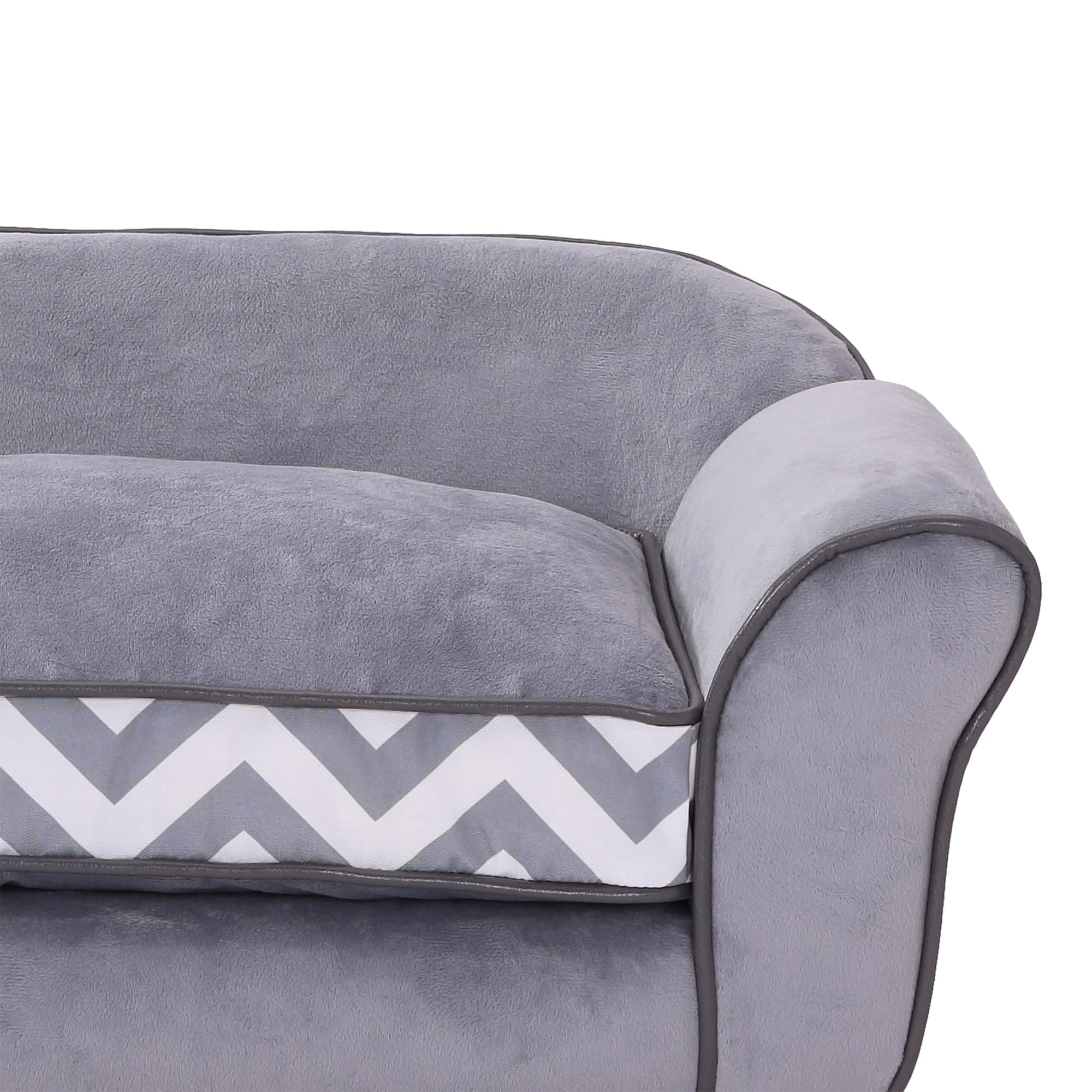 PawHut Sofá para Mascotas con Patas Cama para Perros de Madera con Cojín Acolchado Acogedora Funda Lavable 73,5x41x33 cm Gris