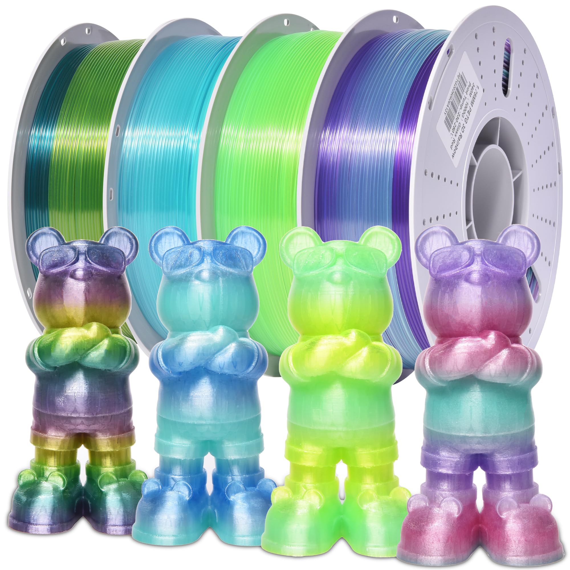 PINBALL PETG 3D Printer Filament 1.75mm High Precision Durable Moisture-Proof Strong Filament Mith Better Flow Dimensional Accuracy +/- 0.02mm 4