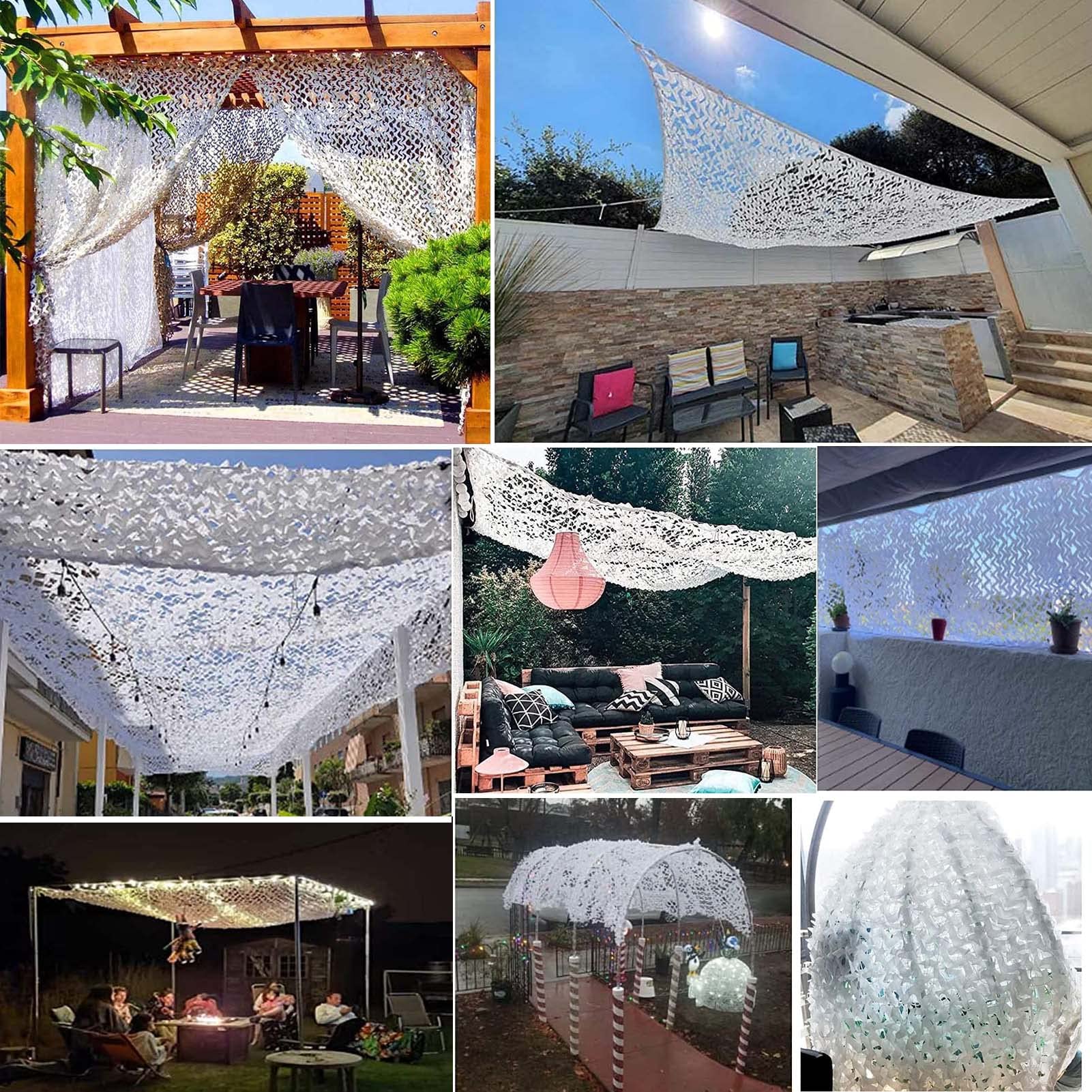 Tarnnetz Weiss Sonnenschutz,Tarnnetz Camouflage Net Sonnenschutznetze Party Dekoration,Sonnensegel Camouflage für Jagd Camping Outdoor Militär Sichtschutz Garten,2X2m