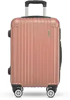Mala de Viagem Holysun, Rígida, 4 Rodas Giratórias (Rosa, Pequeno)