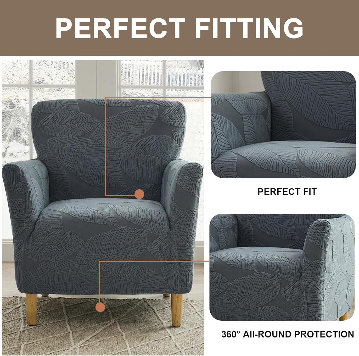 Eco-Ancheng Banquet Armchair Slipcovers Accent Chair Covers1-Piece Stretch Chair Slipcovers with Arms Anti Slip Armchair Sofa Covers Furniture Protector for Kids Pets Living Room Decor,09