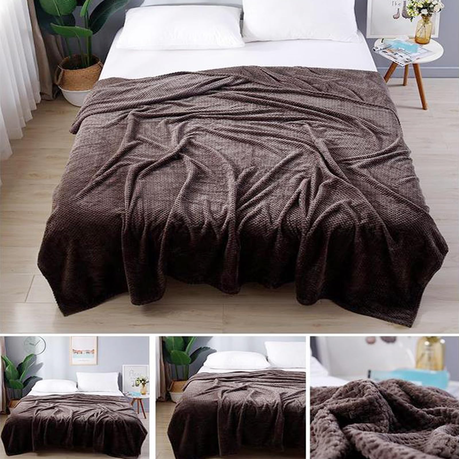 Narzuta Na Łóżko King-Size 90 x 260 cm Supermiękkie I Ciepłe, Lekkie Koce W Kratkę Na Każdą Porę Roku Miękkie, Puszyste Narzuty Na Kanapy I Łóżka, brązowy