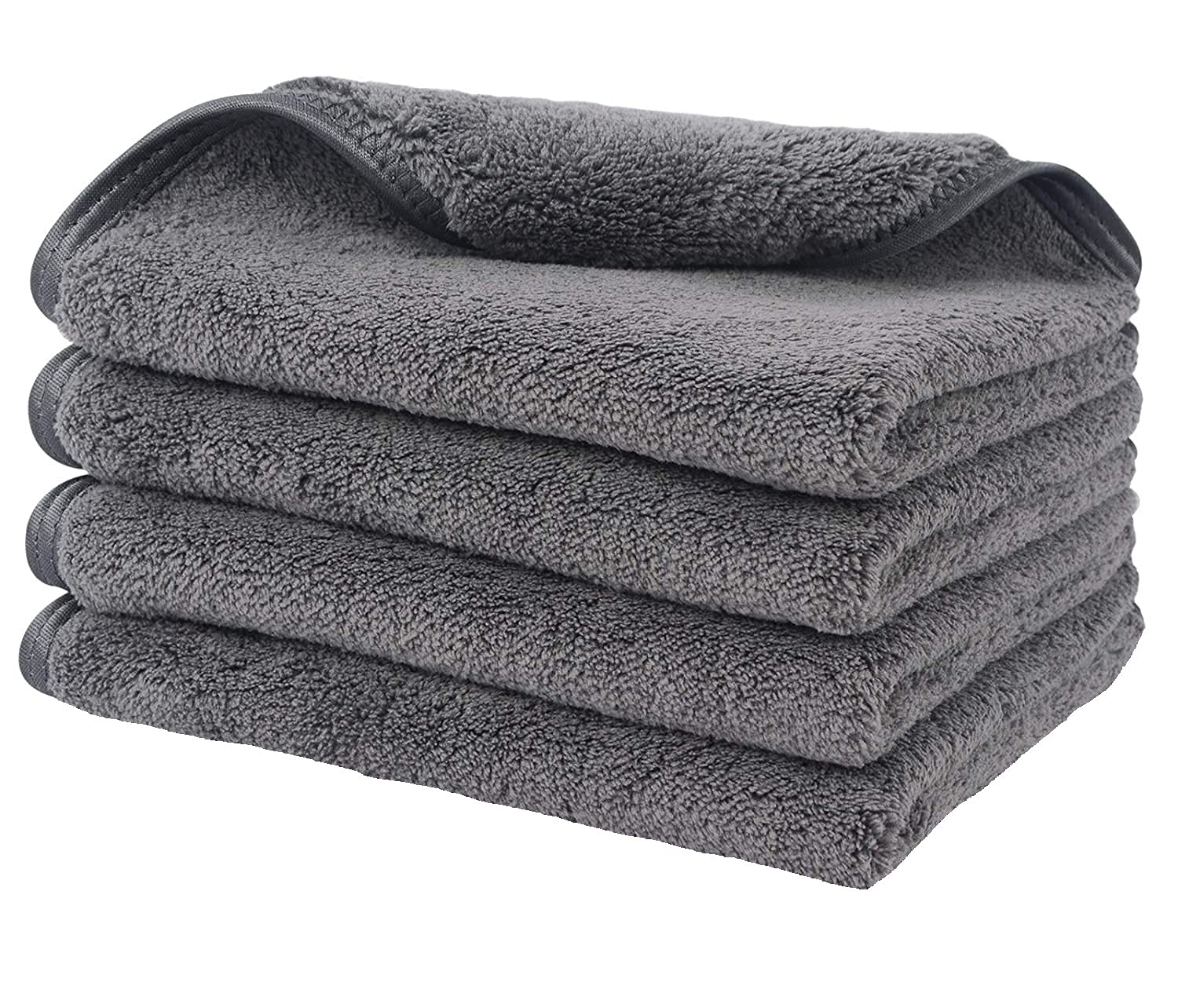 Auto Hub Heavy Microfiber Cloth for Car Cleaning and Detailing, Double Sided, Extra Thick Plush Microfiber Towel Lint-Free, 800 GSM (Size 40cm x 40cm)/Pack of 4, Color:- Grey
