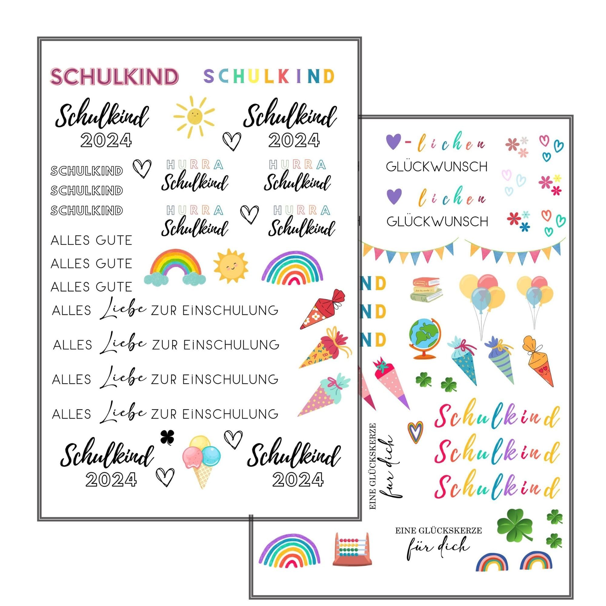 MilaBoo® Kerzentattoos Schulkind I DIY Aufkleber für besondere Anlässe, einfache Anwendung, vielseitig einsetzbar (Schulkind)