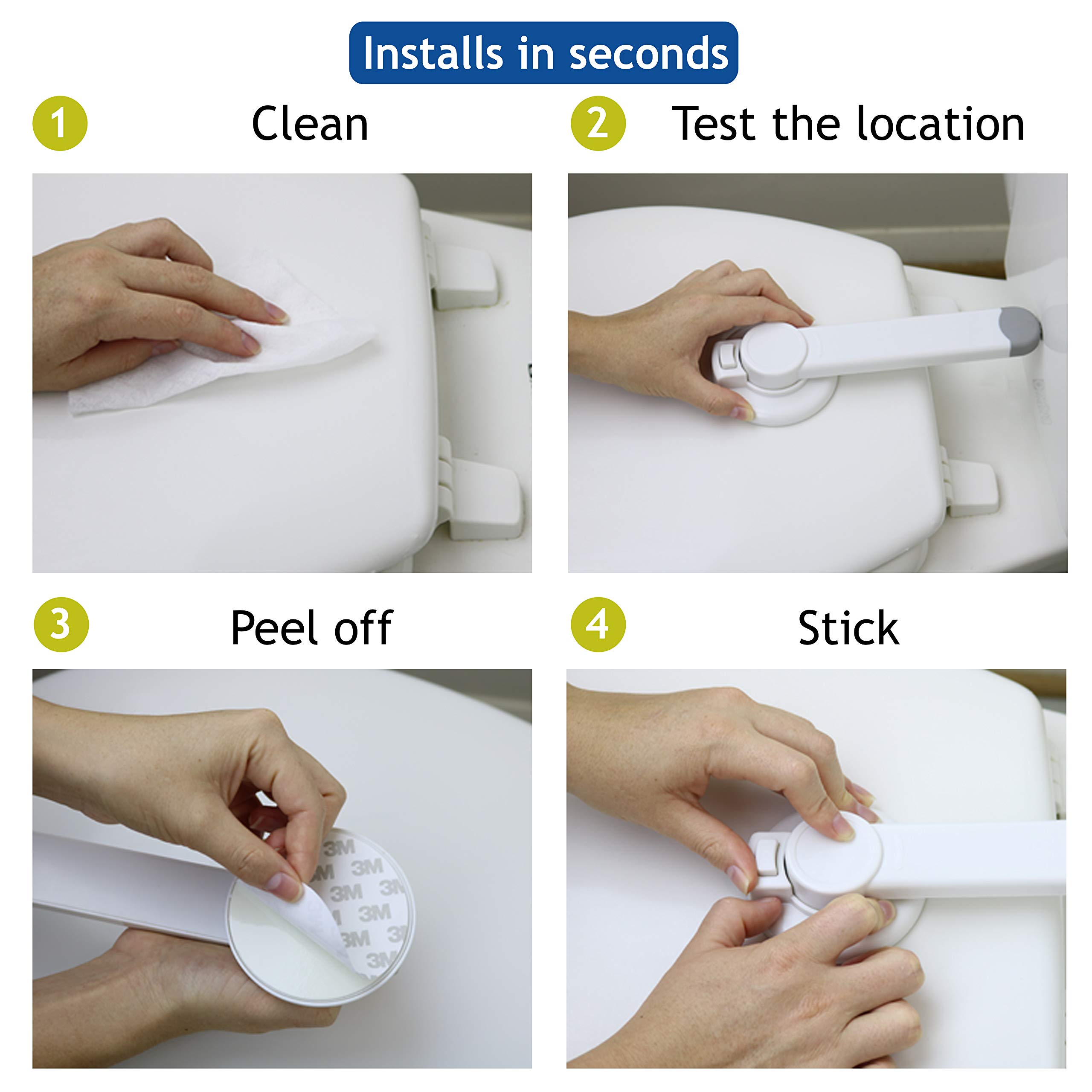 Baby Toilet Lock (2 Pack) Ideal Baby Proof Toilet Lid Lock with Arm No Tools Needed Easy