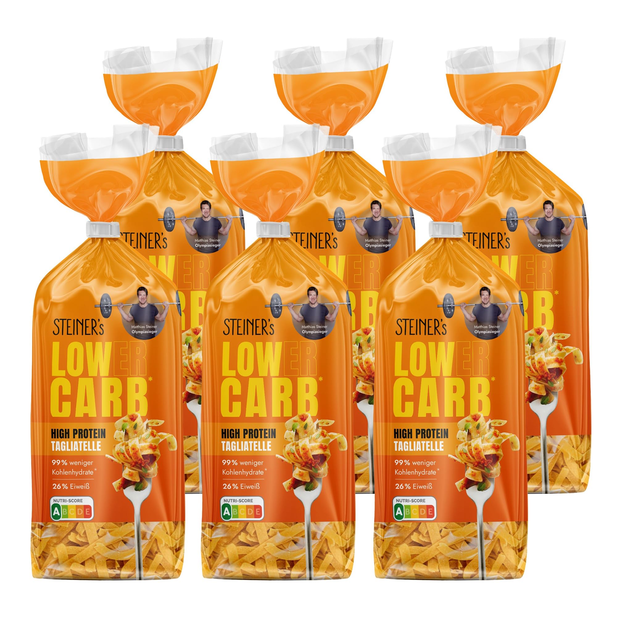 STEINER´s Low Carb Tagliatelle | 99% weniger Kohlenhydrate | ballaststoffreich, (STEINER´s Tagliatelle, 6x250g)