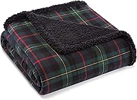 Eddie Bauer Pine Tartan Throw Blanket - Brushed Fleece Front & Plush Sherpa Back, Cozy 50x60 Inch Couch & Bed Blanket