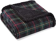 Eddie Bauer Eddie Bauer - Throw Blanket, Brushed Fleece &amp; Plush Sherpa Bedding, Throw Blanket for Couch &amp; Bed (Pine Tartan Dark Green, 50" x 60")