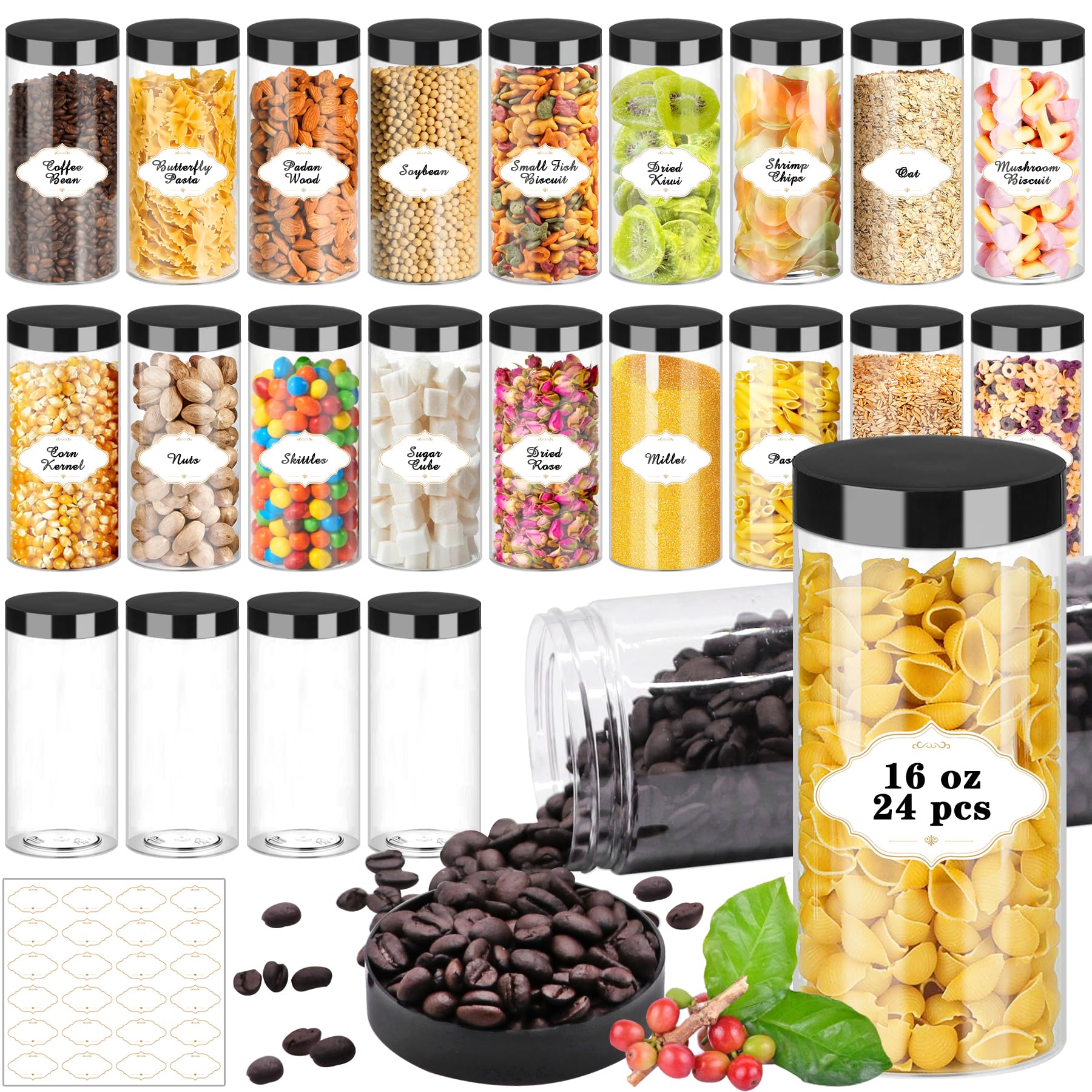 PeacePeo Plastic Jars 24-Pack