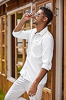 Vista 42 de COOFANDY Camisa Oxford de manga larga con botones para hombre, camisas de vestir de ajuste regular