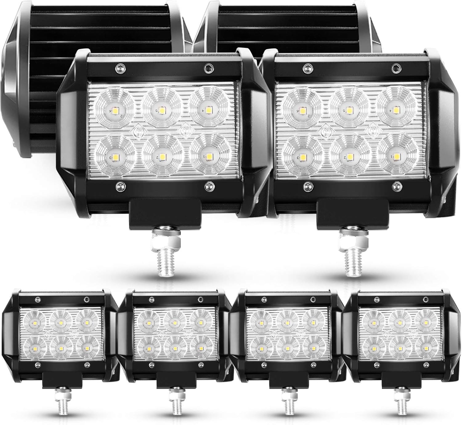 LITEWAY LED Work Lights 4Inch Flood Beam LED Light Bar Offroad Auxiliary Driving Lights Pods