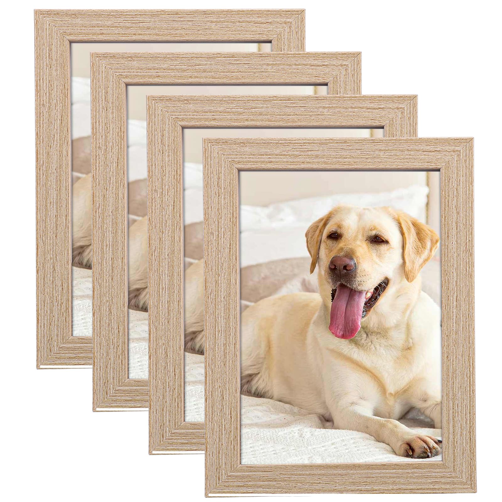 4 Pack Picture Frame, 7x5 Natural Wood Color Photo Frames