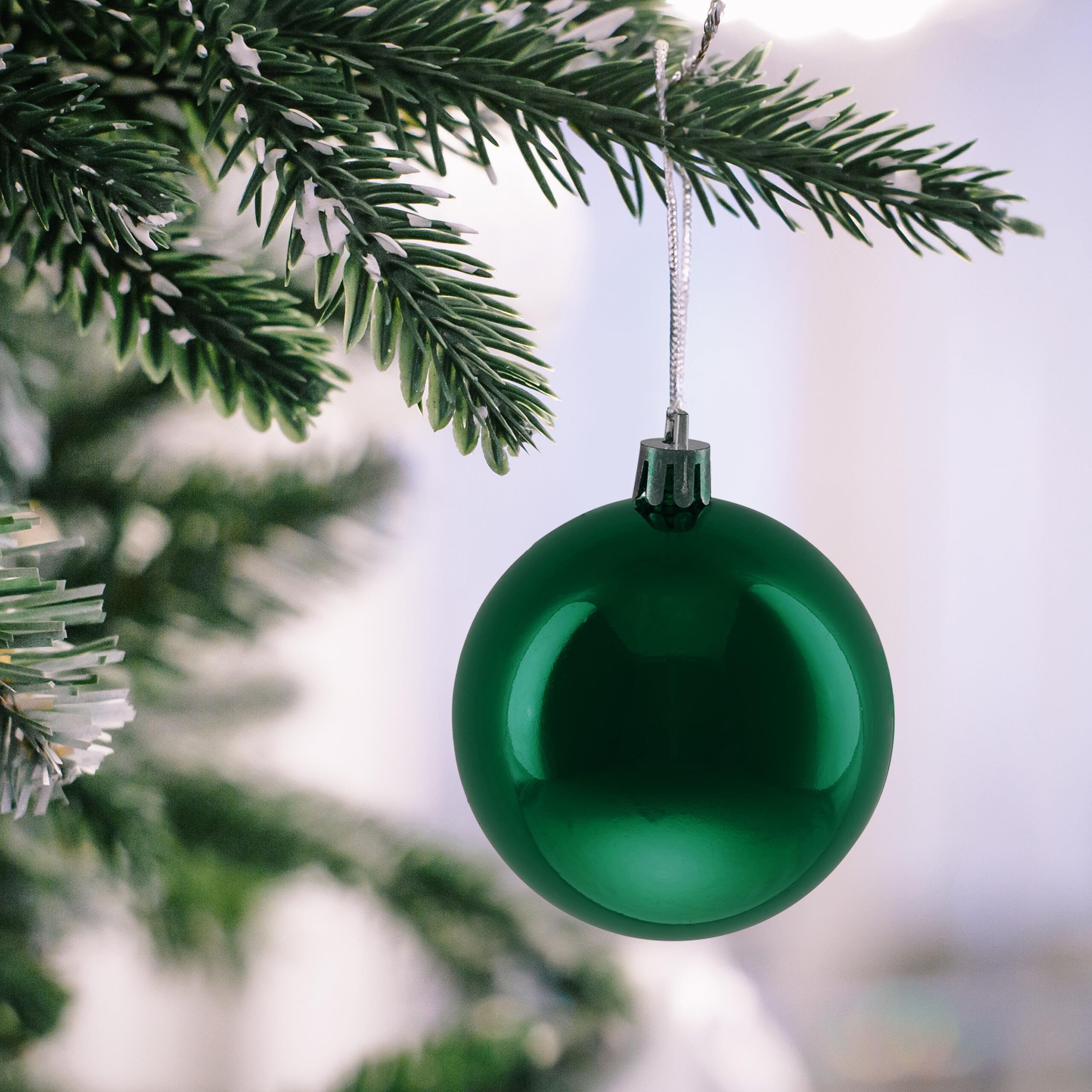 Relaxdays Boule de Noël, lot Pratique de 100, Plastique Robuste, pour décorer Le Sapin, diamètre : 6 cm, Vert foncé