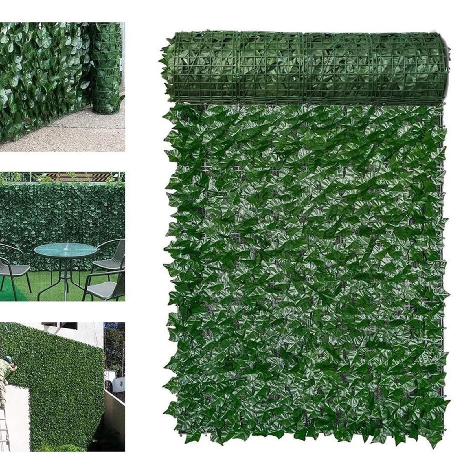 Valla De Seto Artificial De 1 X 5 M, Hojas De Hiedra Verde, Revestimiento De Balcón, Decoración De Césped, Fondo Decorativo, Protección De Privacidad, para Balcón(1x5m)
