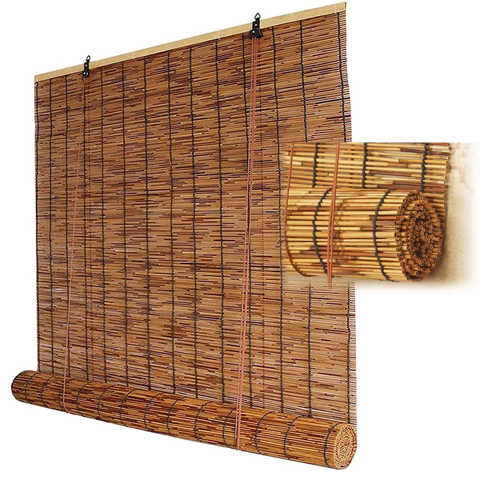 Roll Up Window Blinds Bamboo Blackout Shades for Outdoor Patio Ventilating Roman Roller Blind 50cm 80cm 90cm 110cm 150cm wide Bamboo Shades Partition Decoration ( Color : Wide 80cm , Size : High 135cm
