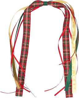Wee Ones Girls' Christmas Holiday Plaid and Glitter Streamer Ribbon Hair Clip, Red