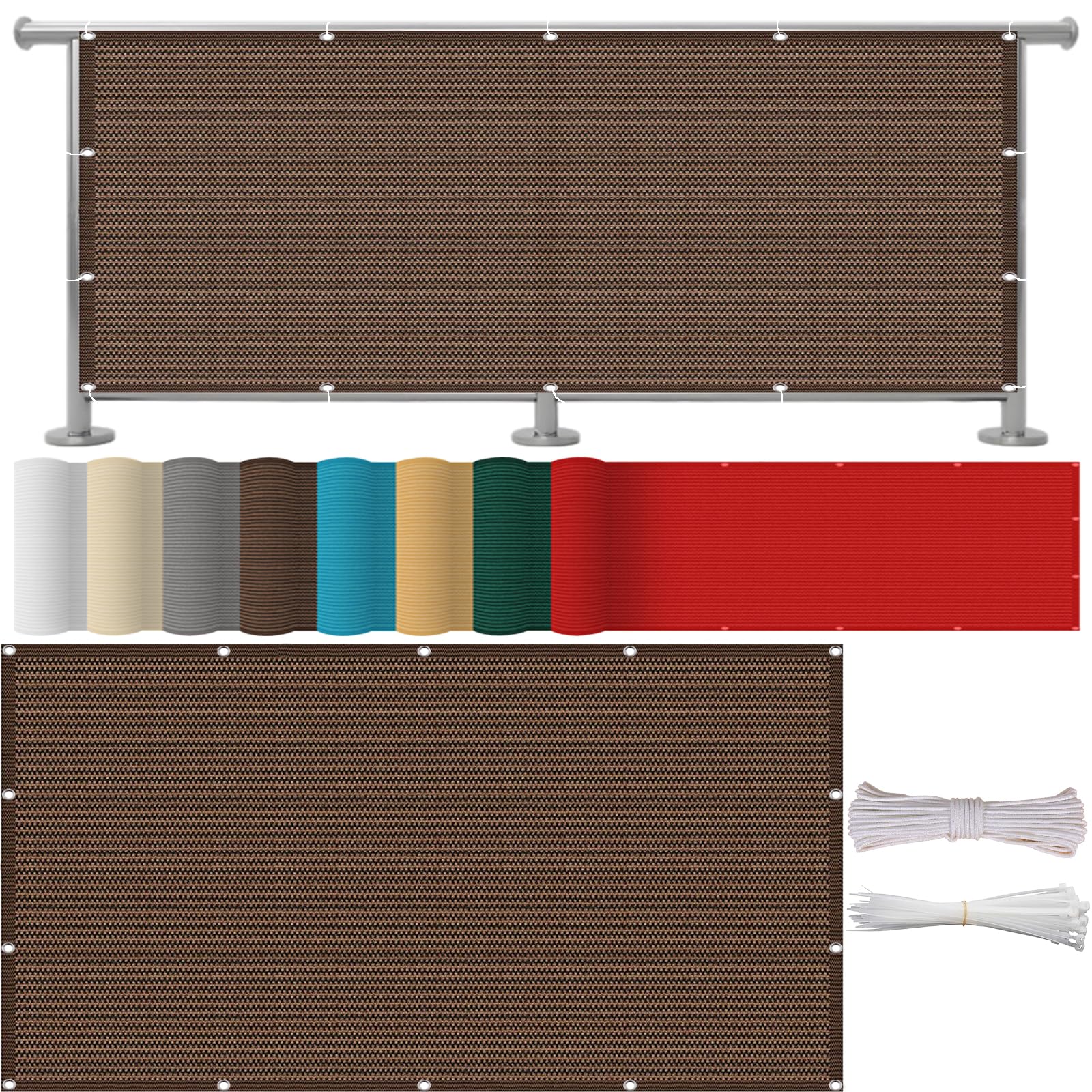 Brise-Vue Protection Vent et Soleil avec Attaches de Câble