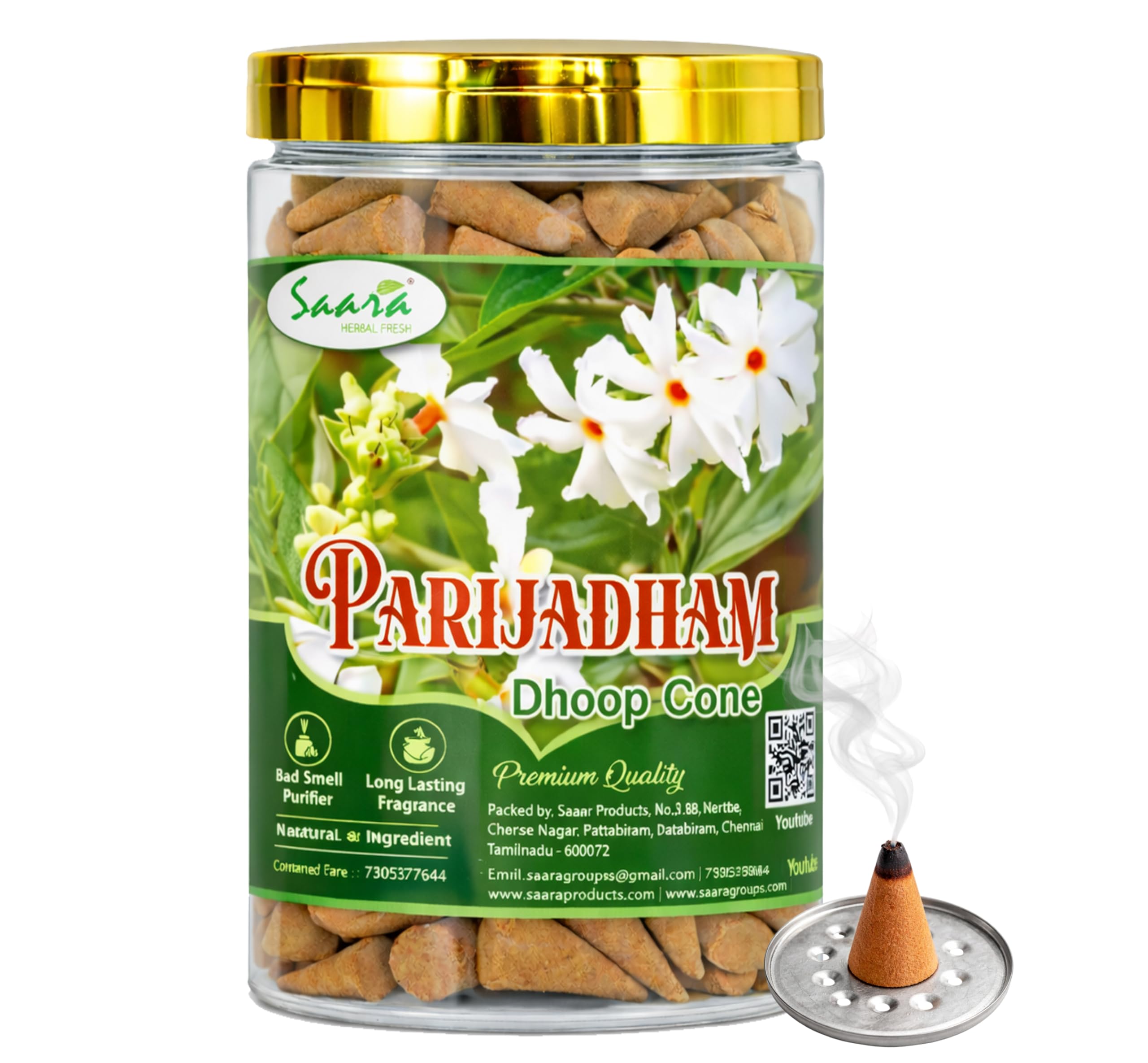 Parijat Dhoop Cones – Parijadham Parijatham Harsingar Night Blooming Jasmine Nyctanthes Arbor-Tristis Herbal Temple Sambrani, 50 Nos-image-6