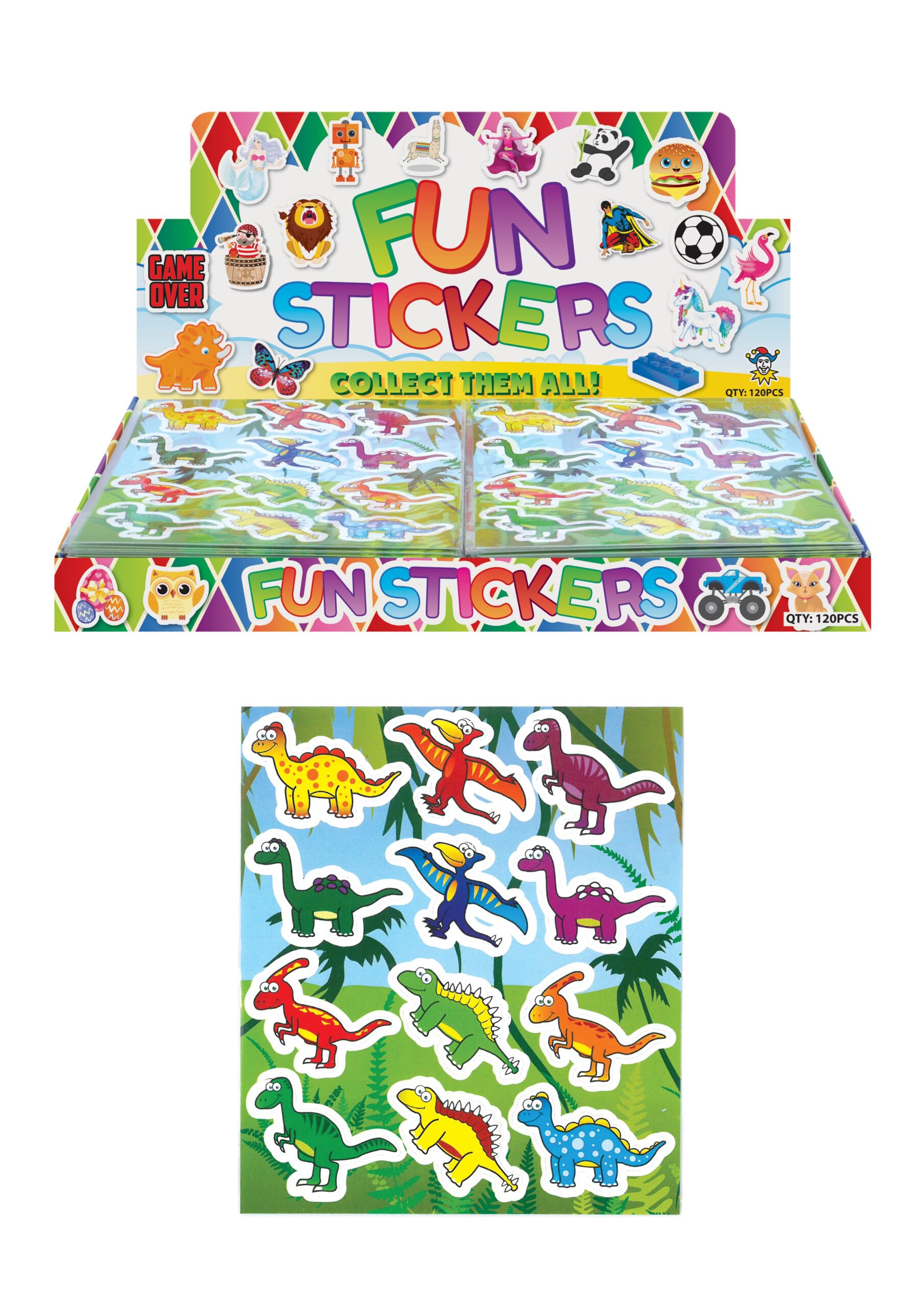 Henbrandt Boys Assorted 72 Stickers (6 Sheets) Dinosaur Stickers Girls Party Favours Party Bags Fillers Piñata Decoration Art & Craft Toys