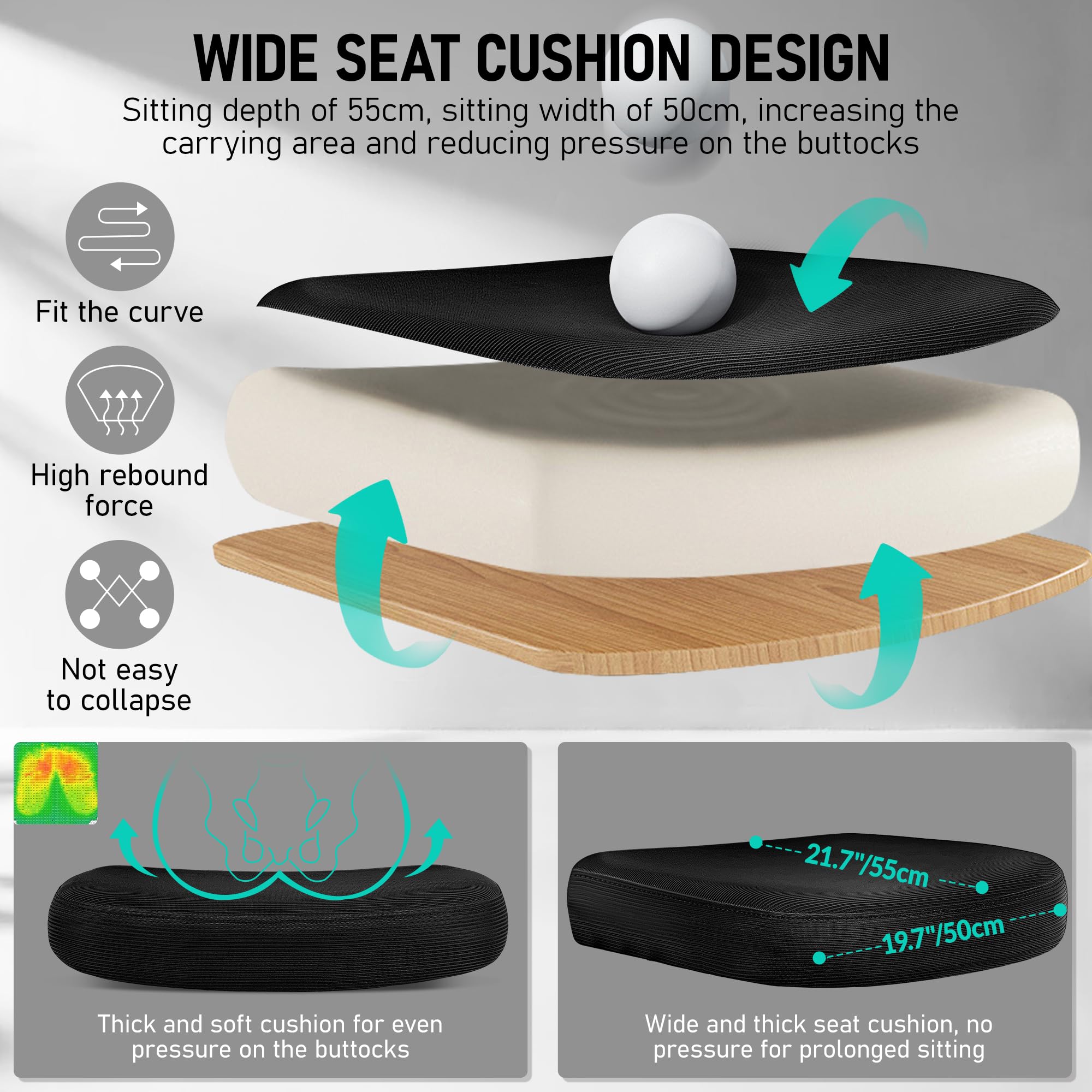 High Back Ergonomic Office Chair, Breathable Mesh Desk Chair with Lumbar Support, Adjustable Headrest, Flip-up Armrests, Computer Gaming Chair