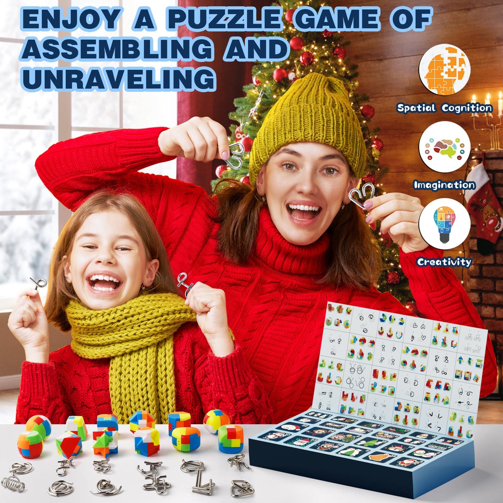 Calendario De Adviento De 24 Puzzles De Metal - Juego Educativo Para Adultos Y Niños, Ideal Para Navidad