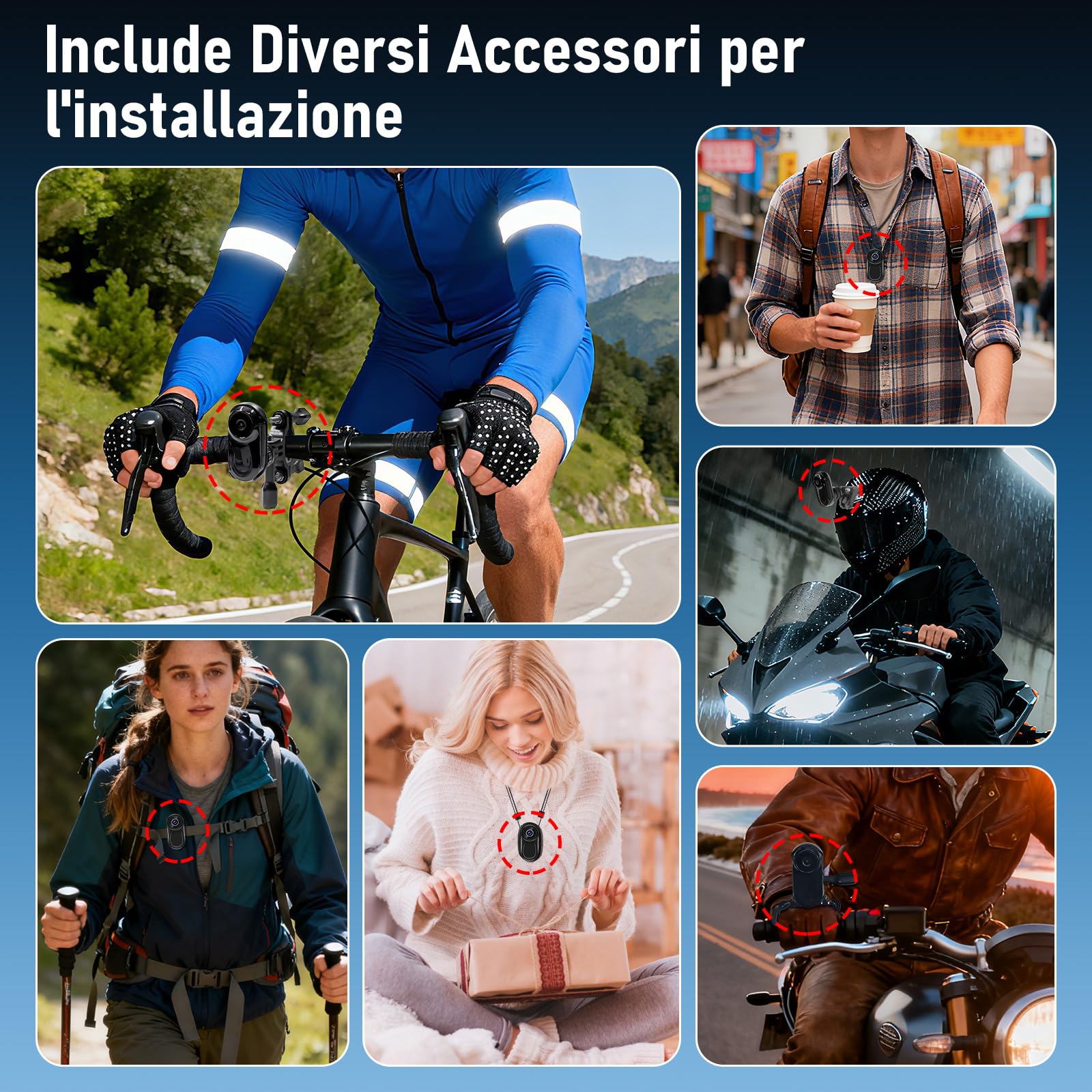 LXMIMI Mini Action Cam, Videocamera Sportiva HD 1080P - Nera | 120° Mini Action Cam con Display, Videocamera POV Portatile per Bicicletta, Casco da Moto, Escursionismo