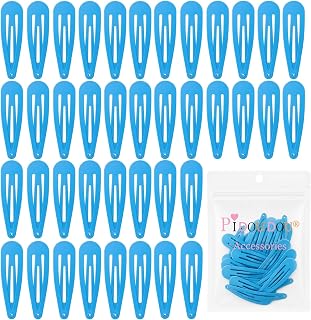 Teal Blue Hair Clips, 2 Inch Metal Snap Clips 40 Pack | Hair Barrettes for Women – Securely Hold Bangs for Styling & Daily Wear, Strongly Hold All Hair Types