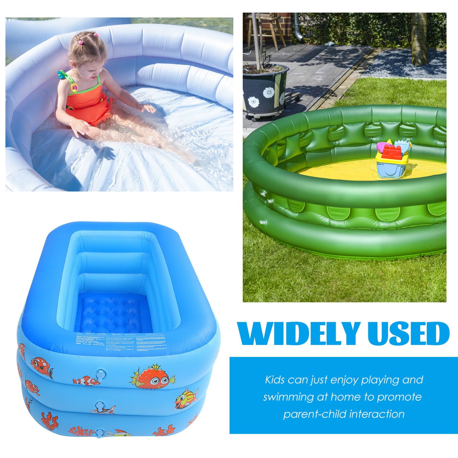 Piscina Hinchable para Niños de PVC, Estructura de Tres Niveles Azul