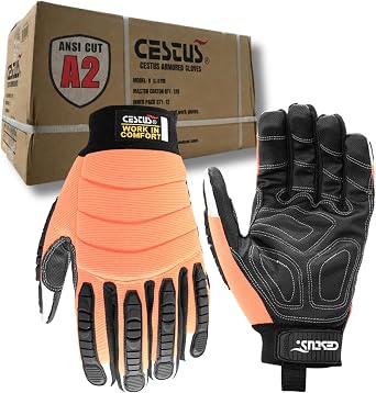 Cestus 8015, Impact Gloves with Canvas Palm, ANSI Cut A2