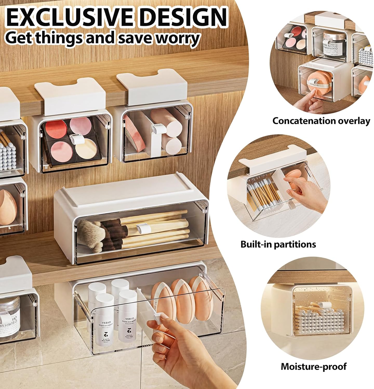 2 Pack Hanging Under Shelf Storage Container,Pull Out Drawer Organizer