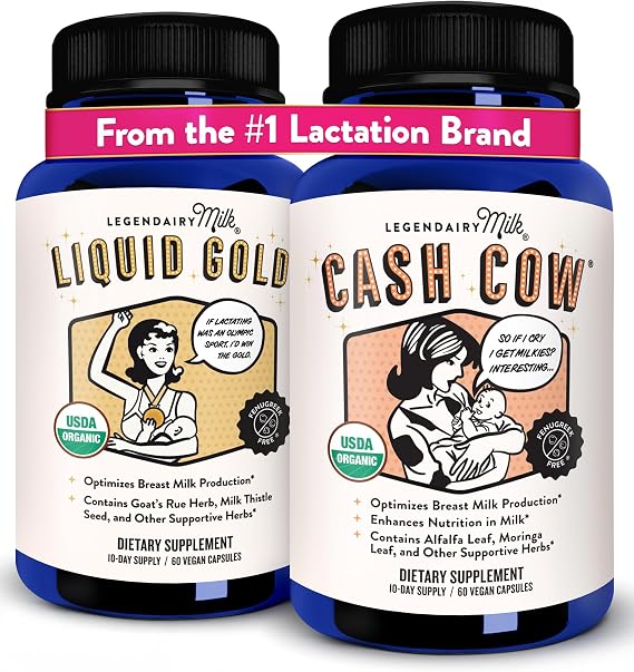 Legendairy Milk Liquid Gold + Cash Cow, Lactation Supplement for Milk Supply Increase and Enhance Prolactin Release - Lactation Support for Breast Milk Production