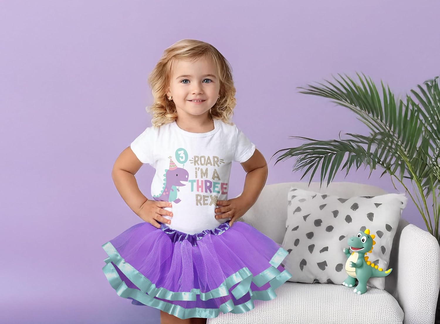 Luke and Lulu 3rd Birthday Girl Outfit - Three Rex Girl Outfit - Third Birthday Shirt Tutu Three Rex Decorations