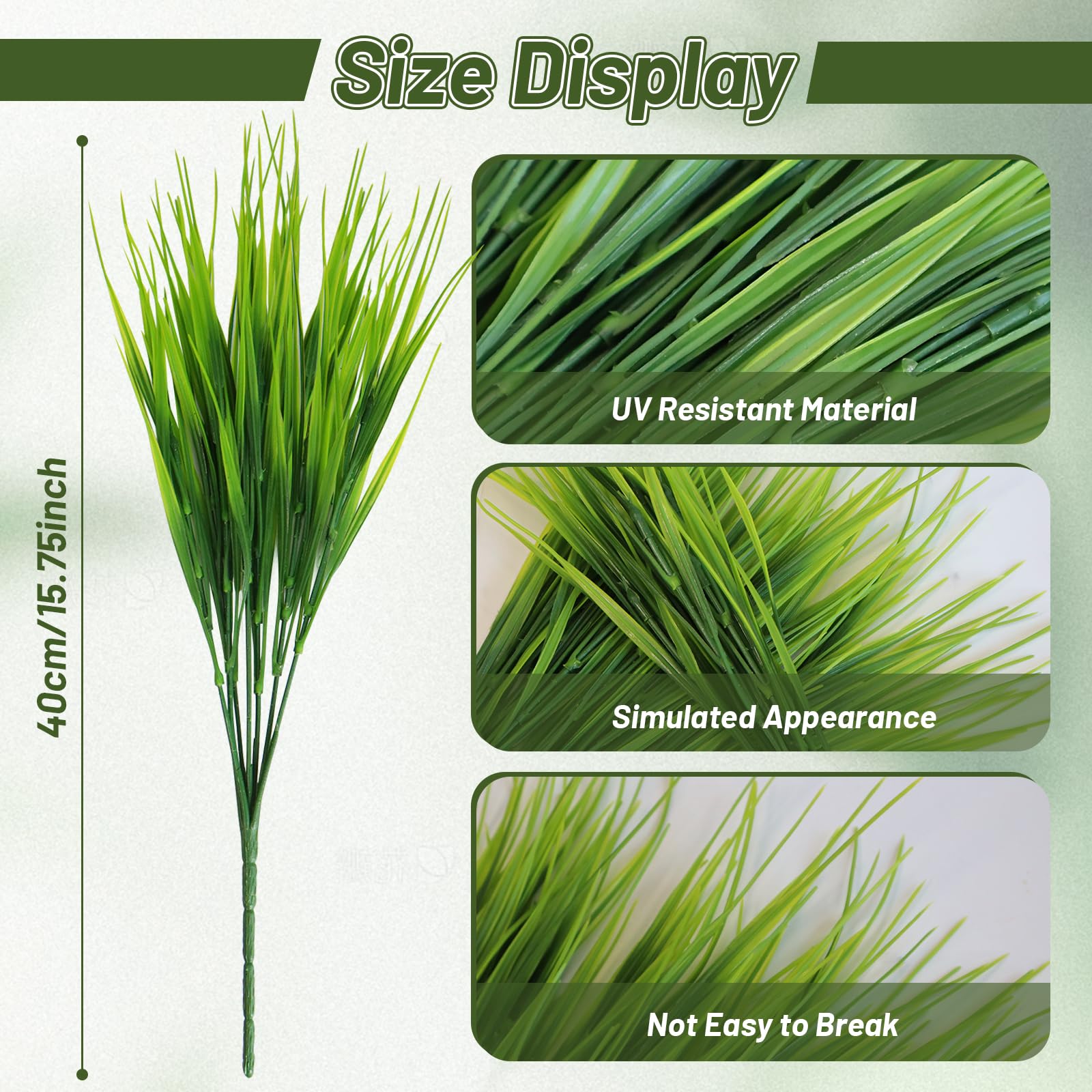 Famibay 8 fasci di piante artificiali foglie verdi cipolla erba verde steli di grano rami di erba finti arbusti interni esterni casa giardino balcone