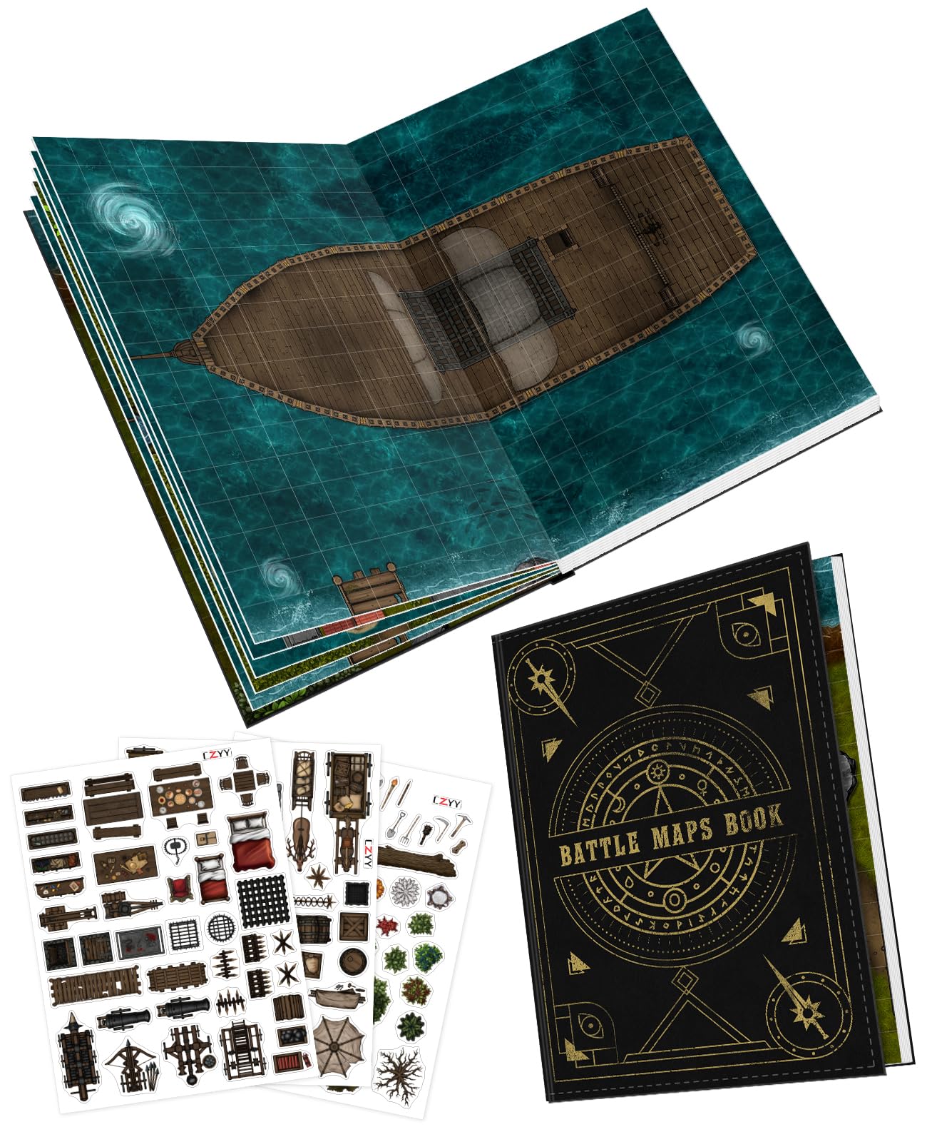 Amazon.com: CZYY DND Battle Map Book, Reusable RPG Terrain Kit for