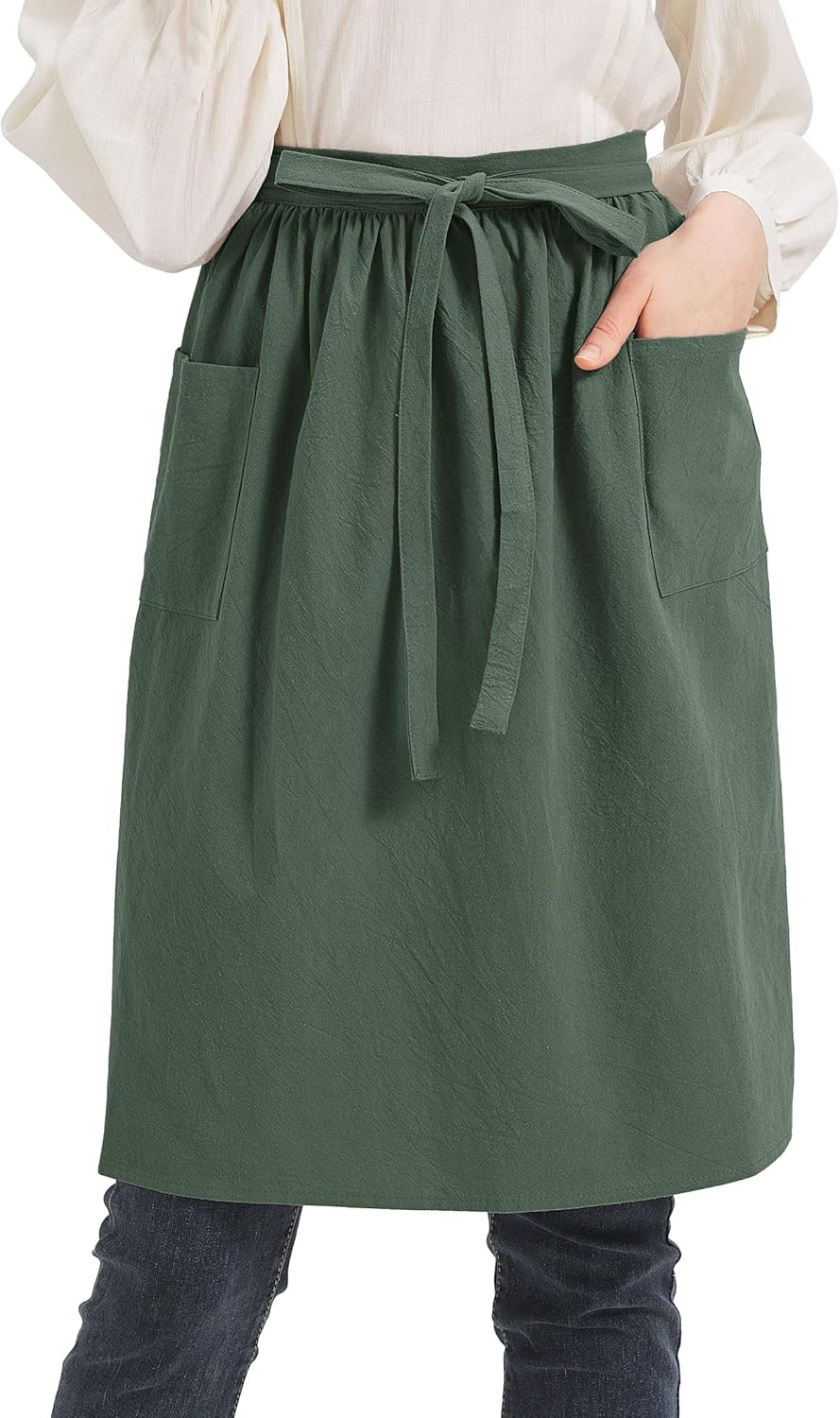 Nanxson Grembiule Vintage in Cotone per Donne con Tasche - Grembiule a Vestito per Pasticceria, Cucina e Giardinaggio