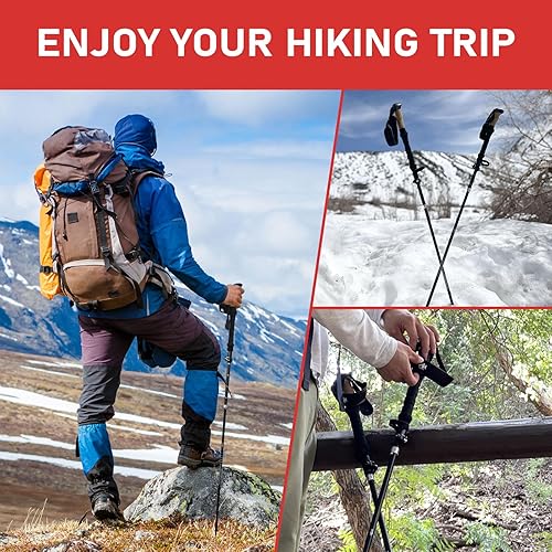 Miniatura 7 de AYAMAYA - Bastones de senderismo plegables para senderismo, aleación de aluminio ligera 7075, bastones de senderismo nórdicos plegables para hombres