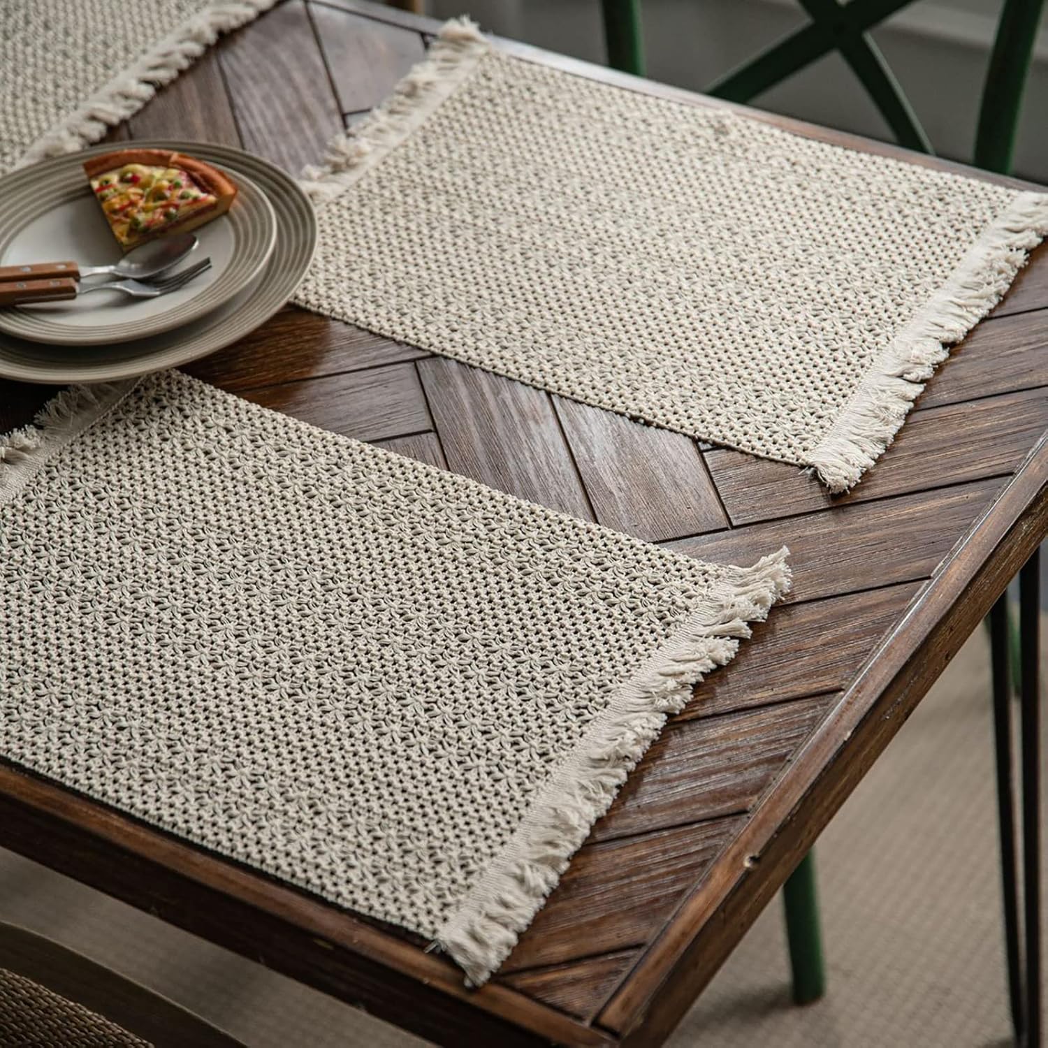 Hsvanyr Farmhouse Macrame Table Mats Set of 2 Placemats
