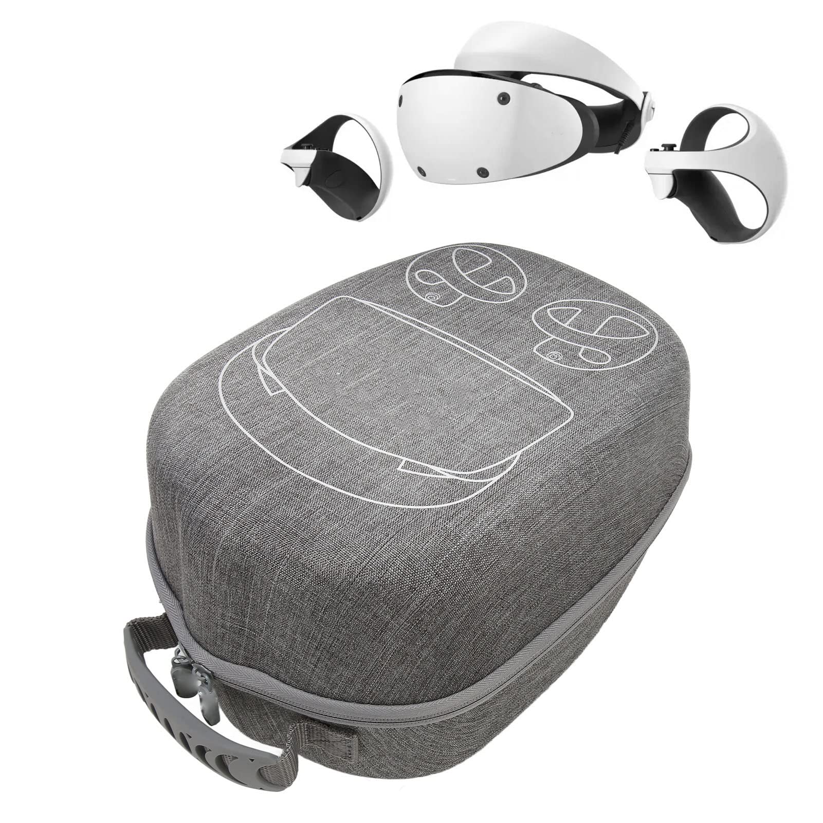 Carcasa Rígida para Auriculares Playstation VR2, Gran Capacidad, Fácil de Transportar, Protección Múltiple, Material EVA Duradero, Gris, para PS VR2 y Accesorios