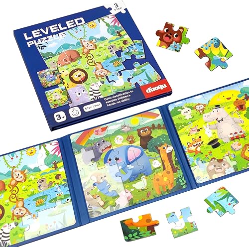 Rompecabezas magnéticos para niños de 3 a 5 años, 3 en 1 con diseño de animales del mundo para niños pequeños, libro de rompecabezas magnéticos,