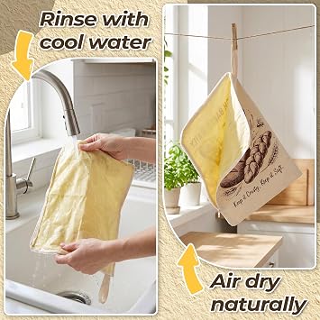 2 Pack Beeswax Sourdough Bread Bags, Reusable Storage Bags with L-Shaped Zipper, 13 x 16.7 Extra Large Bread Bags for Homemade Bread, Keep Fresh Longer