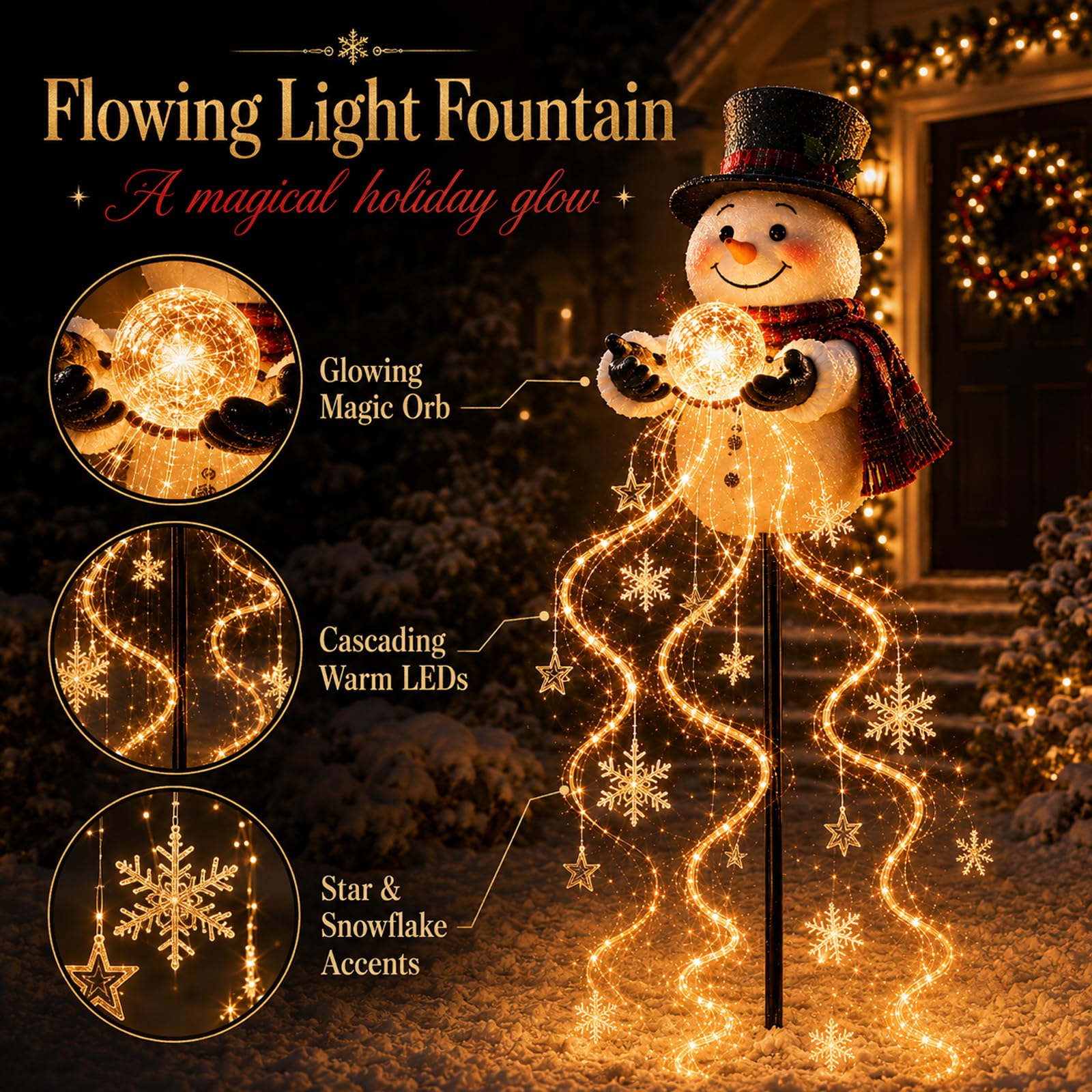 Snowman Magic Fountain - Flowing Snowflake LED Christmas Garden Light (#1)