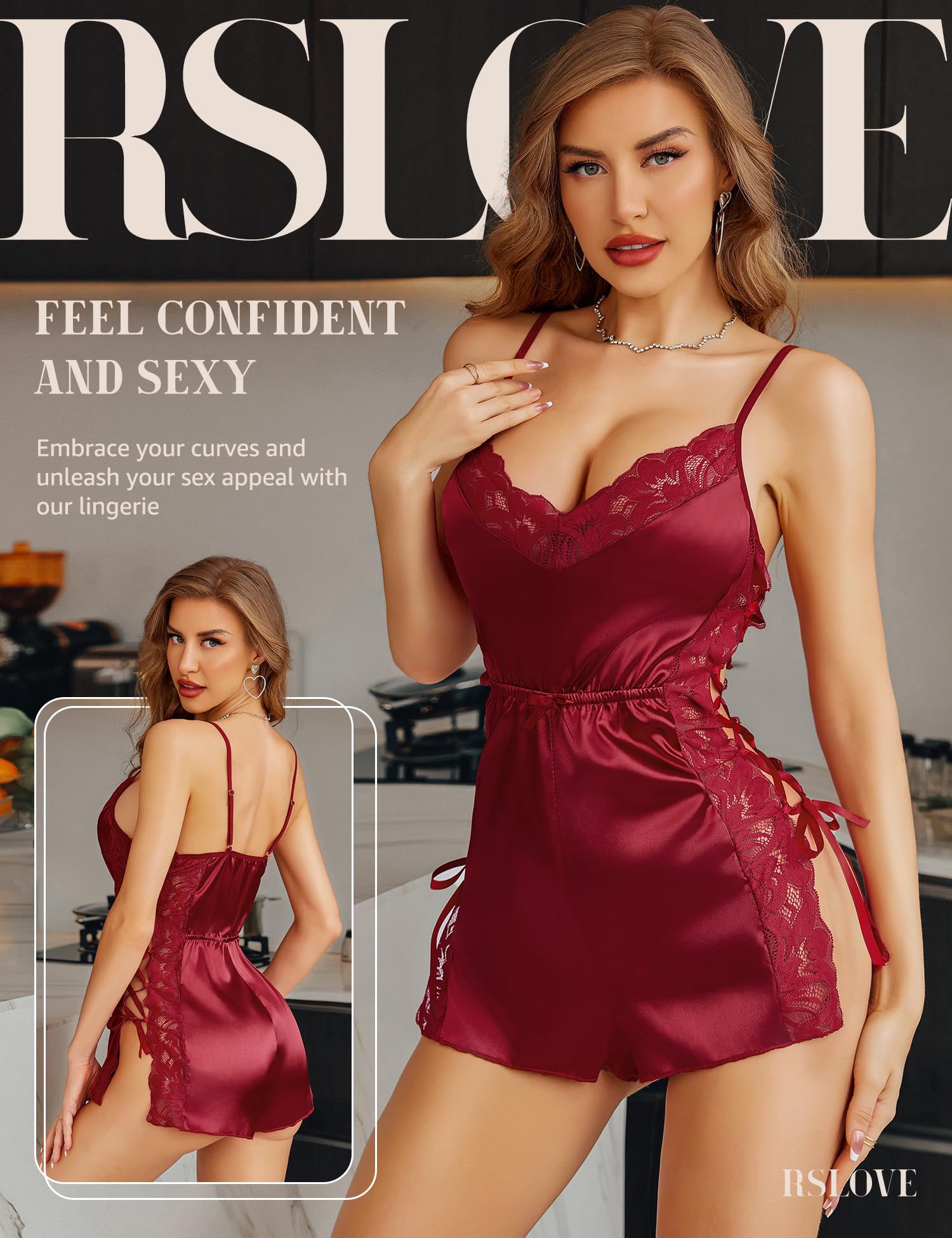 Femmes Lingerie Nuisette Sexy Satin Body vêtements de Nuit Dentelle déshabillé vêtements de Nuit